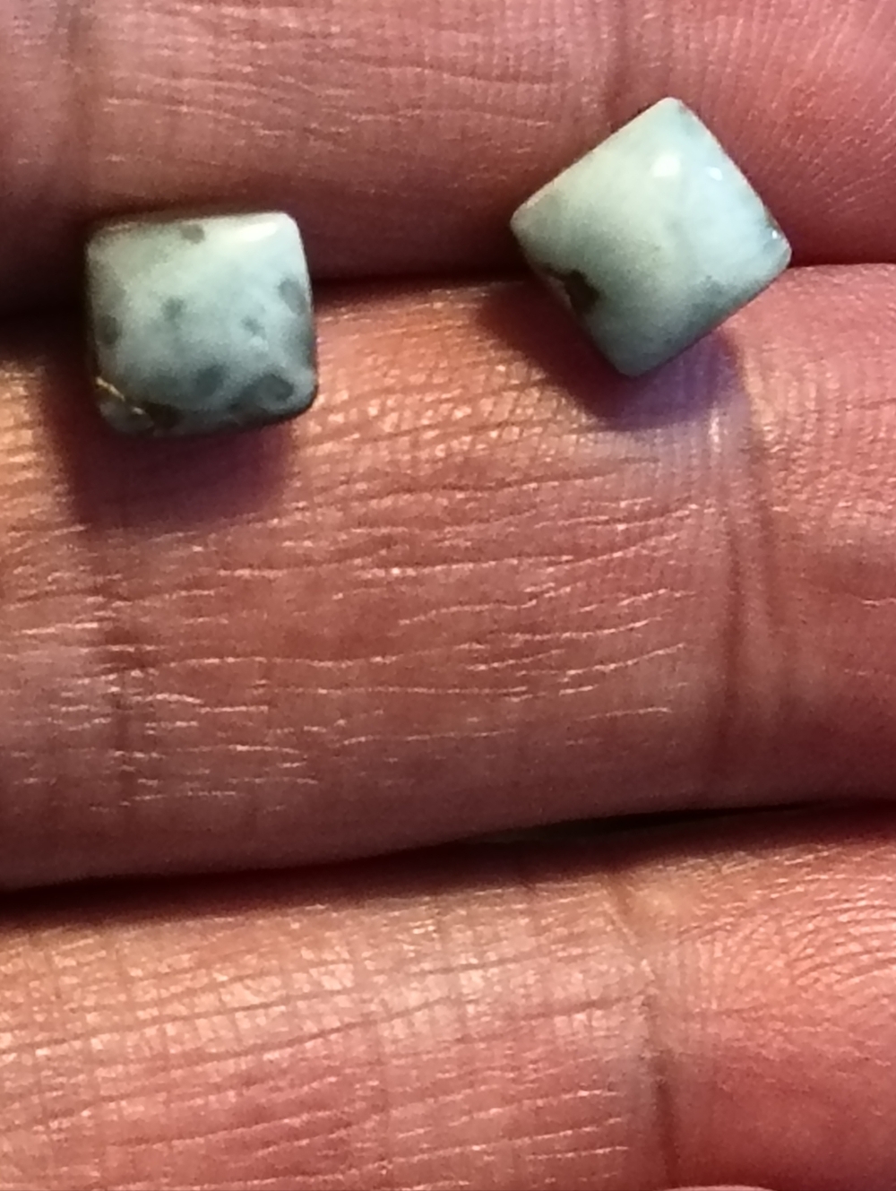 Antique Light Blue Larimar Square GemStone Stud Earrings